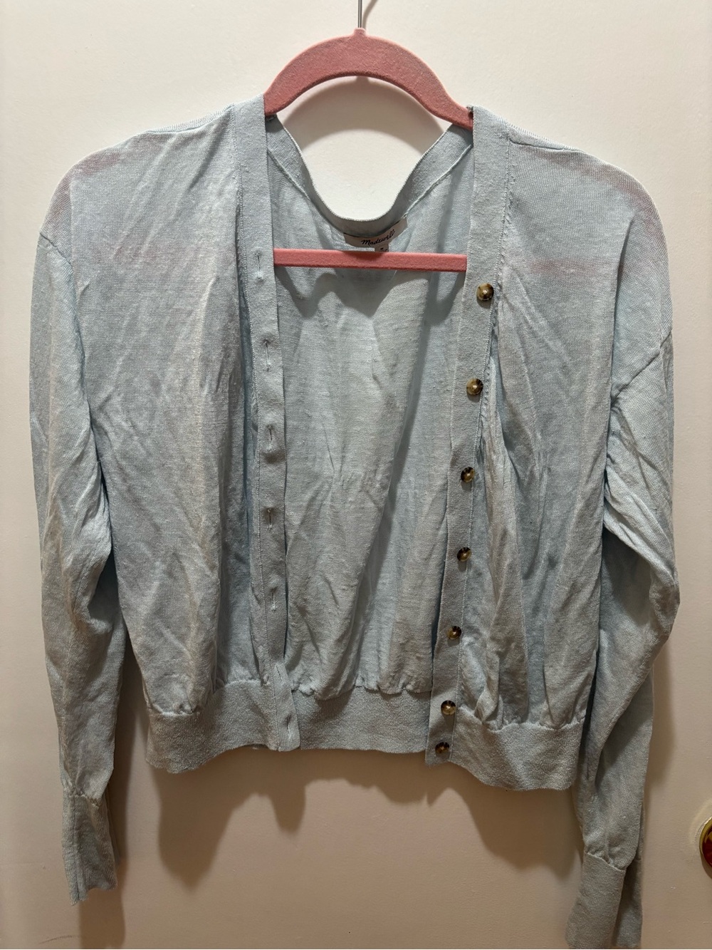 Madewell Light Blue Button-Front Cardigan